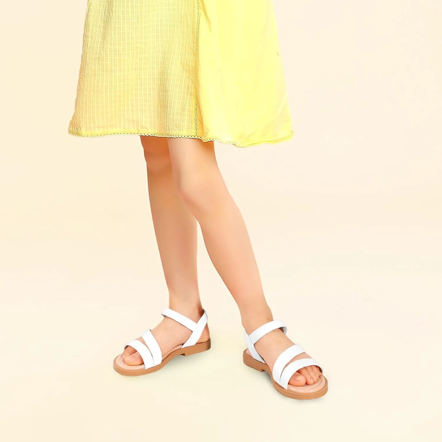 PANDANINJIA Girls Sandals Monica Summer Open Toe Flats Shoes Dress Sandals for Toddler Little Kid Big Kid