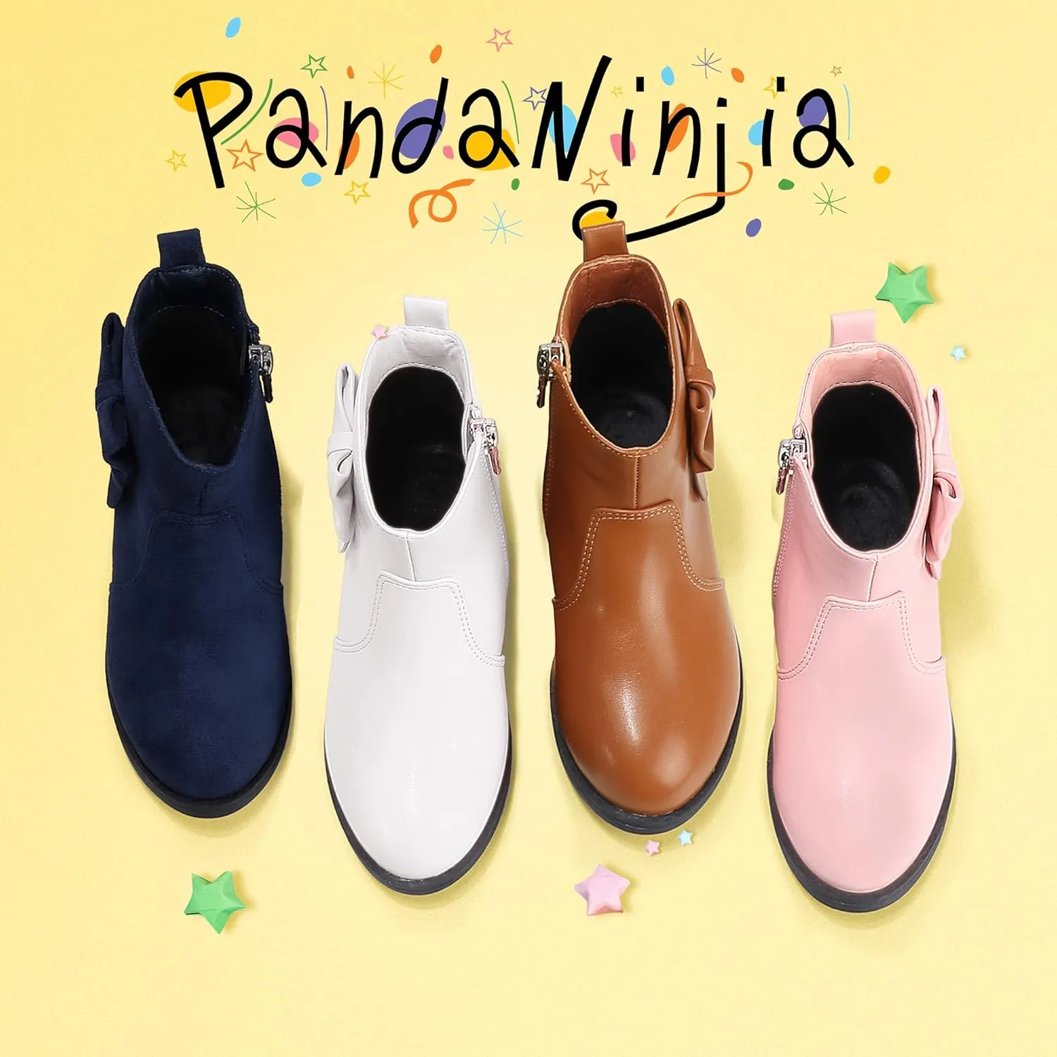 PANDANINJIA Toddler/Little Kid Girl's Sofia Sweet Short Ankle Boots Bowknot Side Zipper Dress Booties
