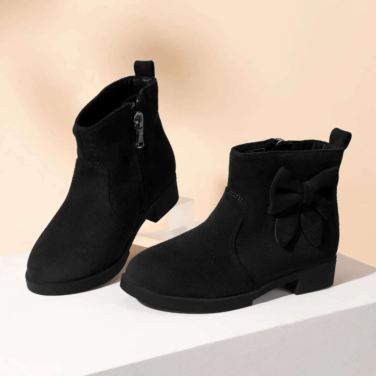 PANDANINJIA Toddler/Little Kid Girl's Sofia Sweet Short Ankle Boots Bowknot Side Zipper Dress Booties
