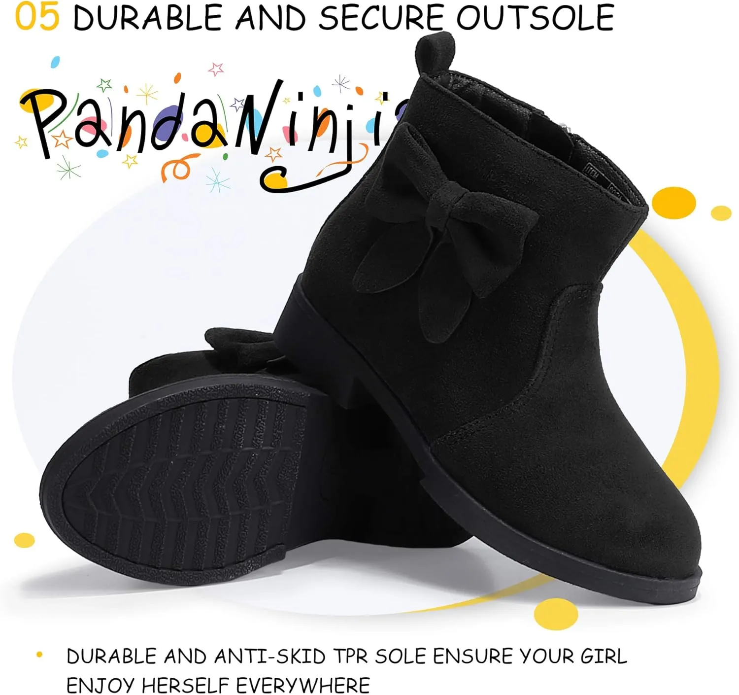 PANDANINJIA Toddler/Little Kid Girl's Sofia Sweet Short Ankle Boots Bowknot Side Zipper Dress Booties