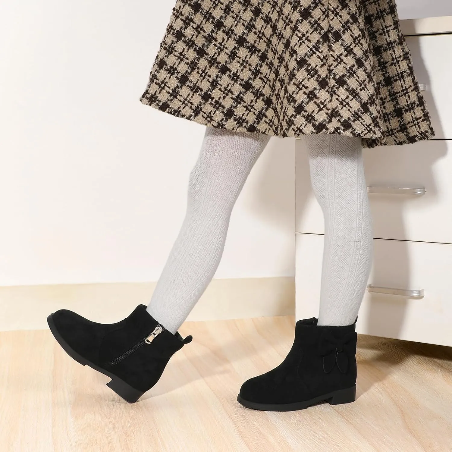 PANDANINJIA Toddler/Little Kid Girl's Sofia Sweet Short Ankle Boots Bowknot Side Zipper Dress Booties