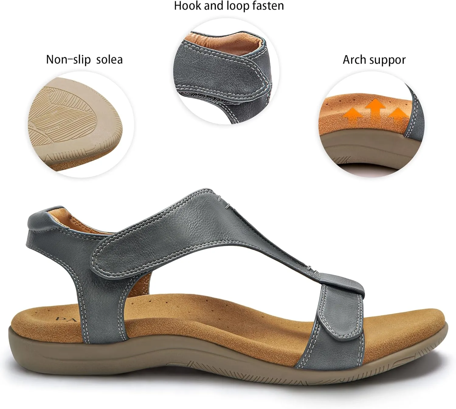 PARTY Women's Open Toe Sandals Arch Support and Adjustable Straps Comfortable Sandals for Walking