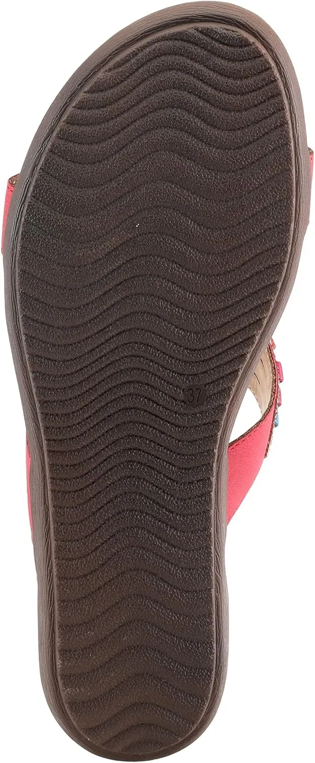 PATRIZIA Twirling Women's Slip-On Sandals – Crystal & Bead Embellished Slides with Microsuede Footbed, TPR Outsole, and 1¼” Low Heel