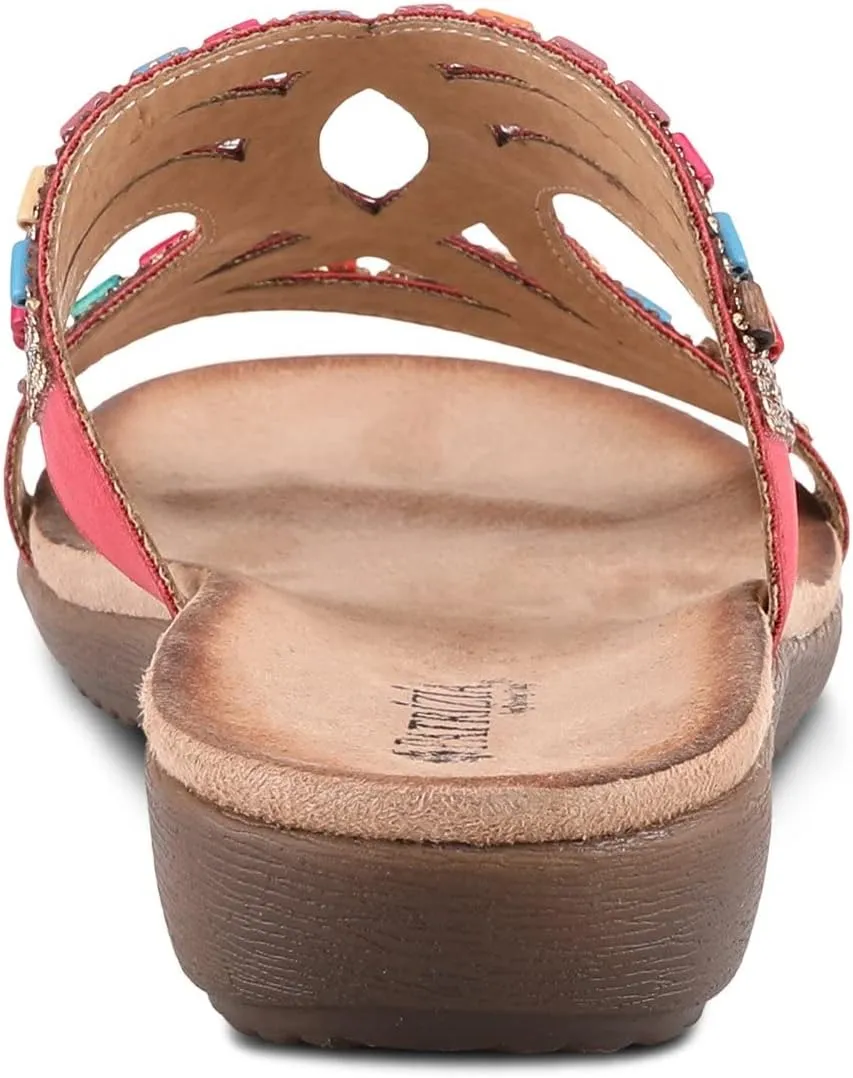 PATRIZIA Twirling Women's Slip-On Sandals – Crystal & Bead Embellished Slides with Microsuede Footbed, TPR Outsole, and 1¼” Low Heel