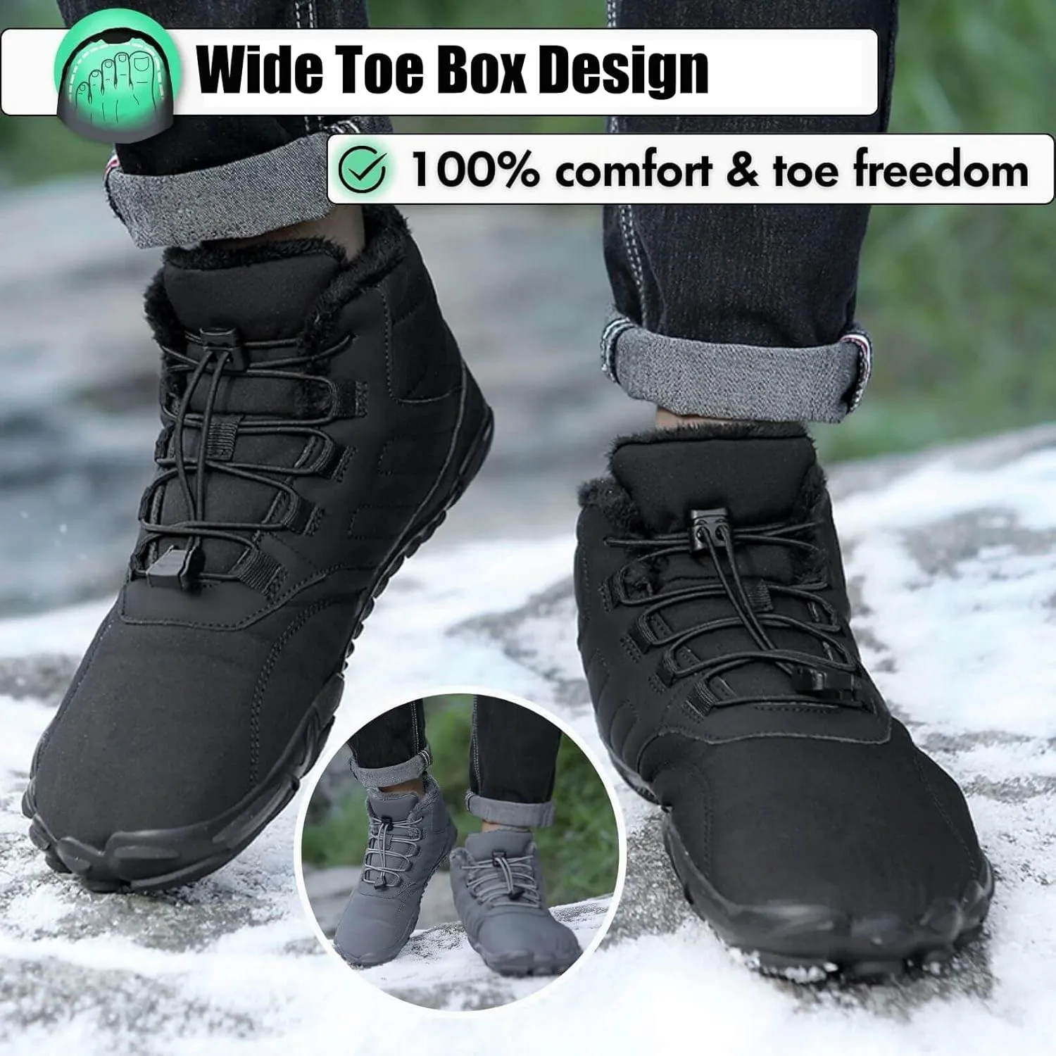 Peak Footwear for Women Men Neuropathy, Peakfootwear Barefoot Shoes, Winter Barefoot Shoes Wide Toe Non-Slip Boots