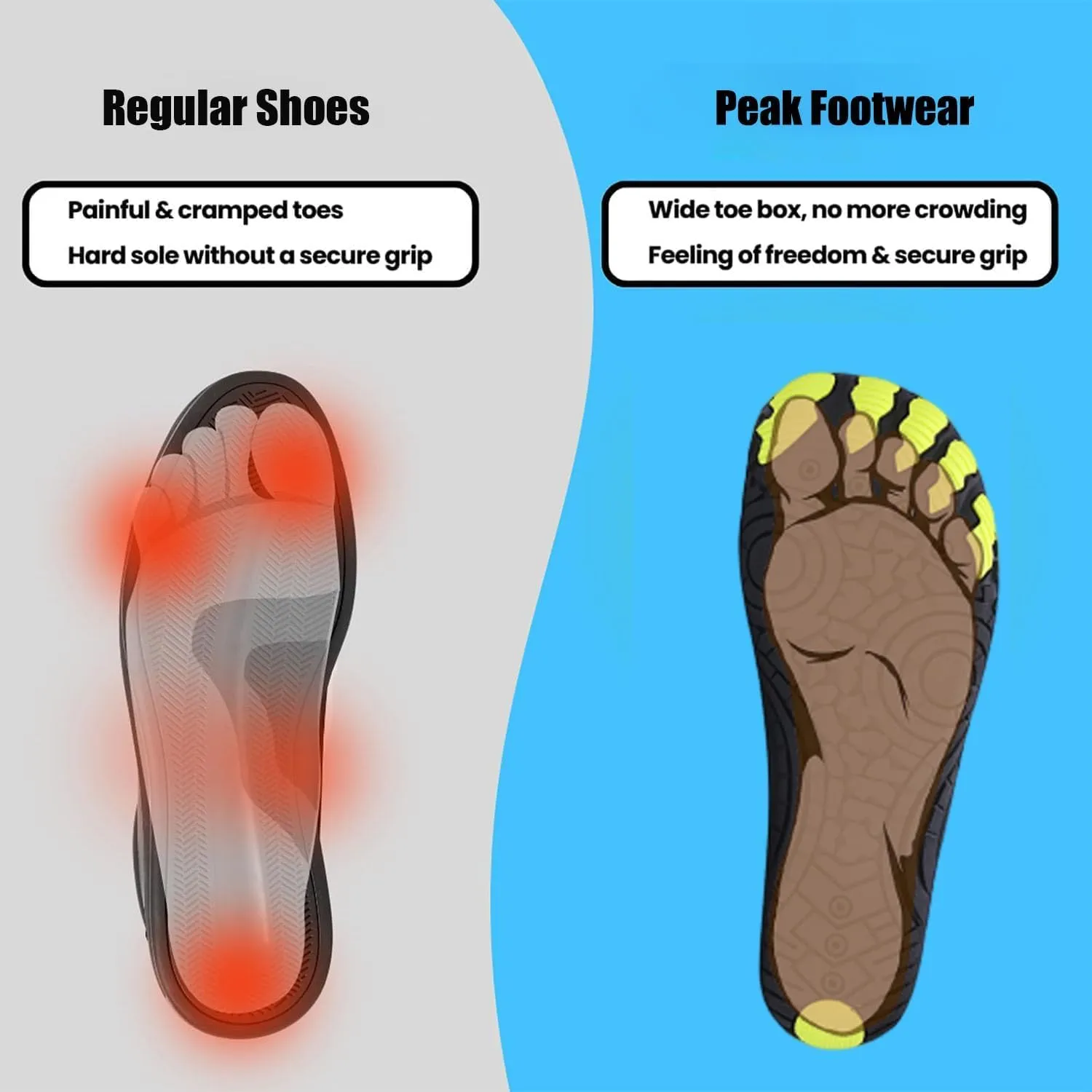 Peak Footwear for Women Men Neuropathy, Peakfootwear Barefoot Shoes, Winter Barefoot Shoes Wide Toe Non-Slip Boots
