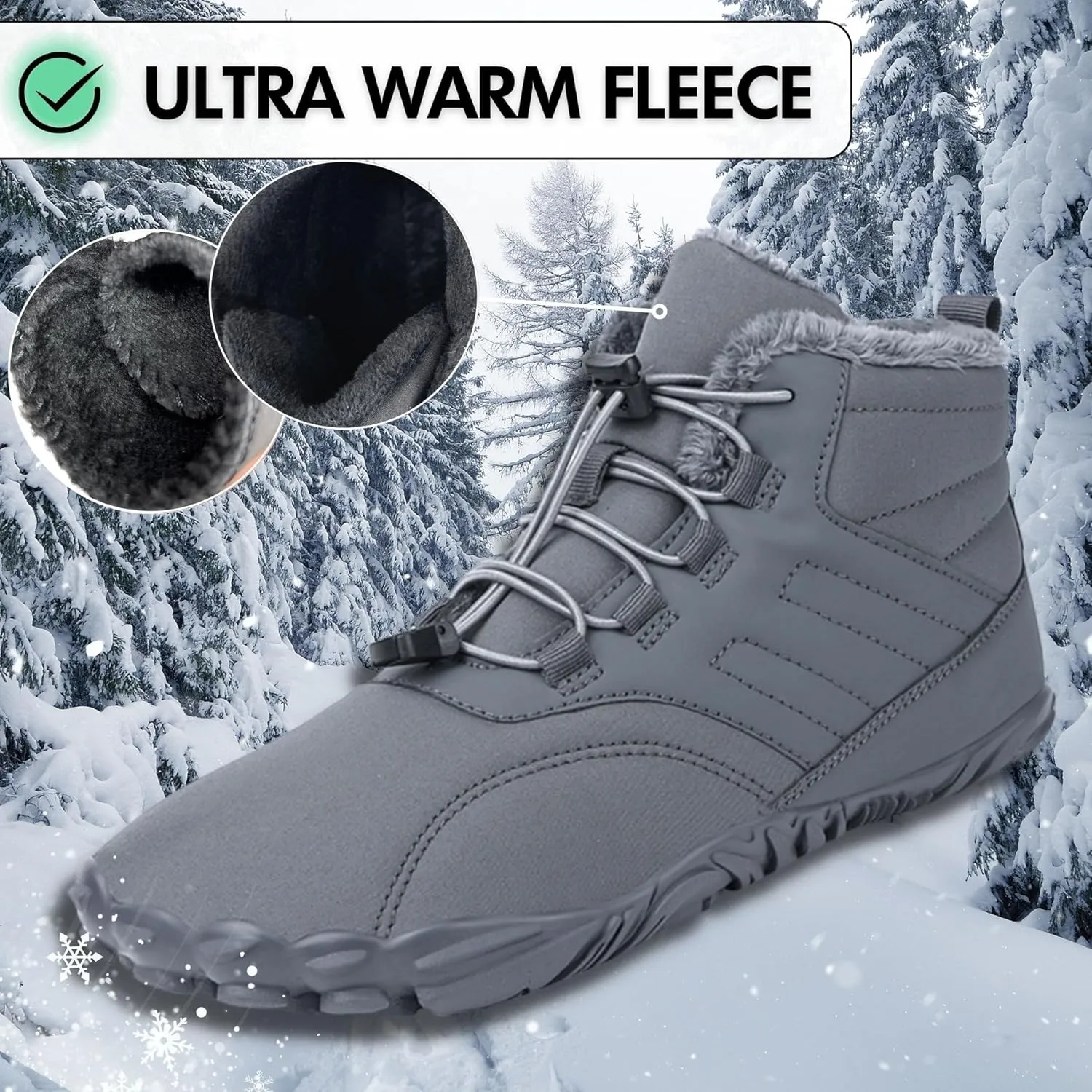 Peak Footwear for Women Men Neuropathy, Peakfootwear Barefoot Shoes, Winter Barefoot Shoes Wide Toe Non-Slip Boots