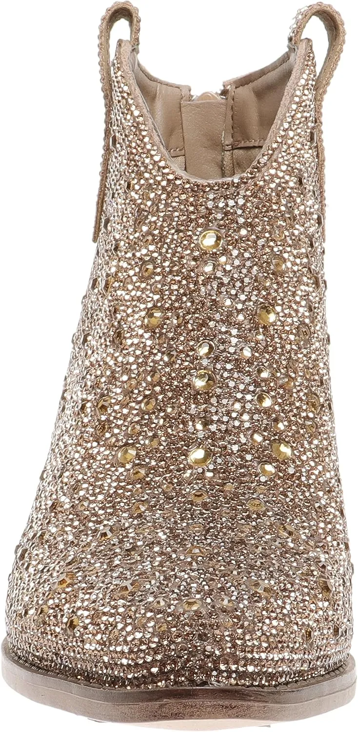 Pierre Dumas Women's Wilder-26 Rhinestone Chunky Heel Ankle Bootie