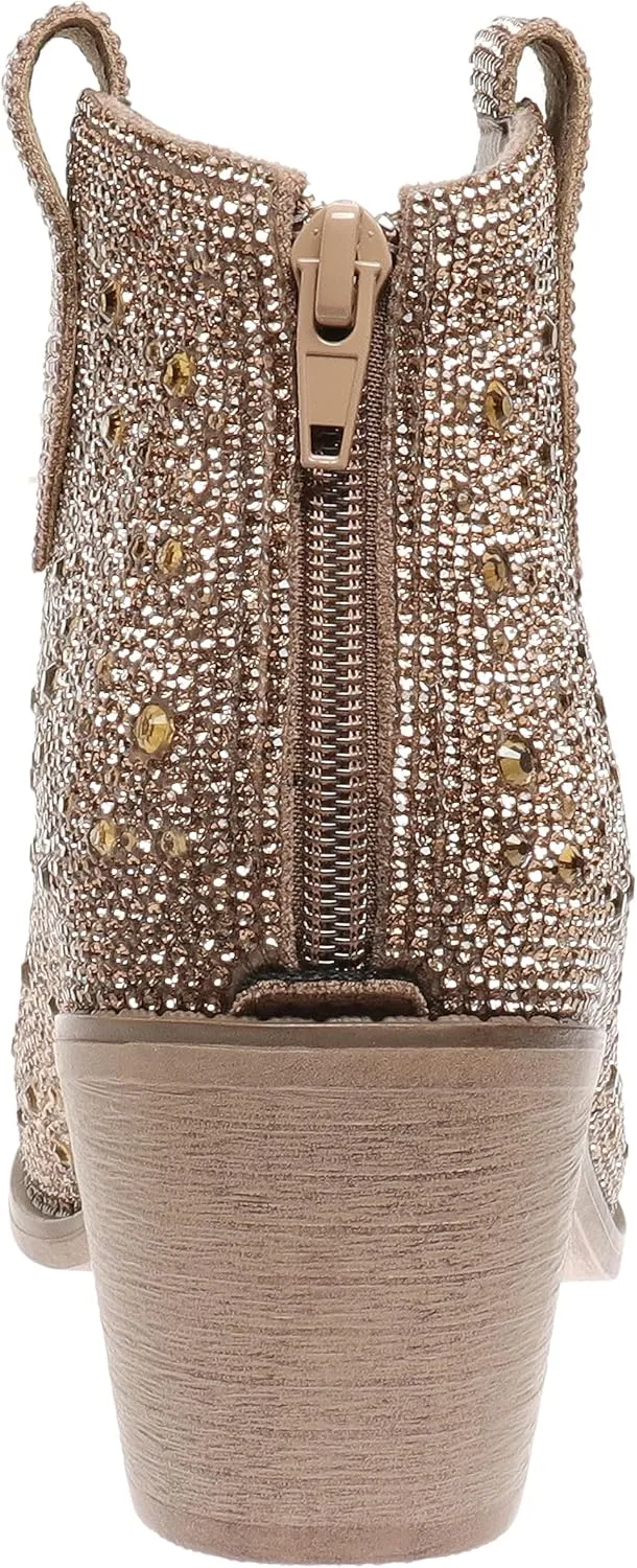 Pierre Dumas Women's Wilder-26 Rhinestone Chunky Heel Ankle Bootie
