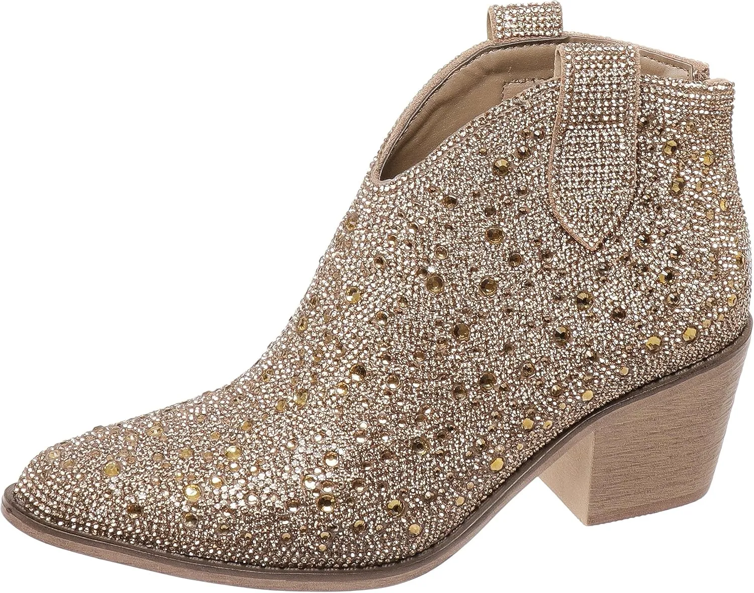 Pierre Dumas Women's Wilder-26 Rhinestone Chunky Heel Ankle Bootie