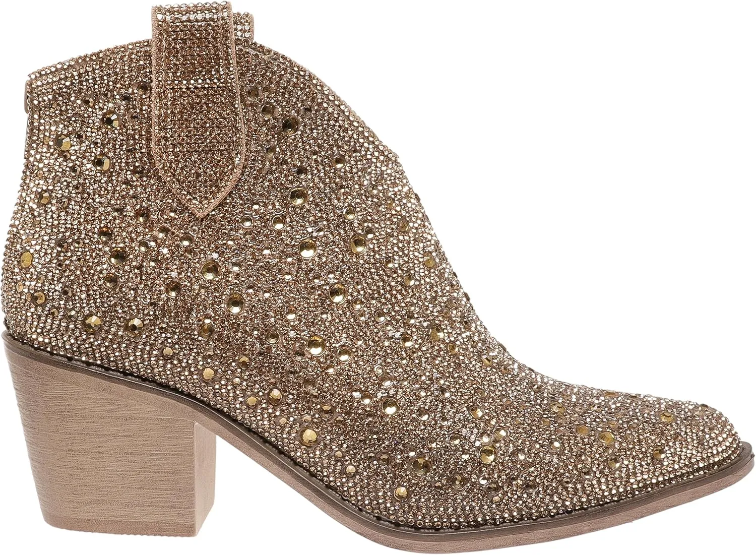 Pierre Dumas Women's Wilder-26 Rhinestone Chunky Heel Ankle Bootie