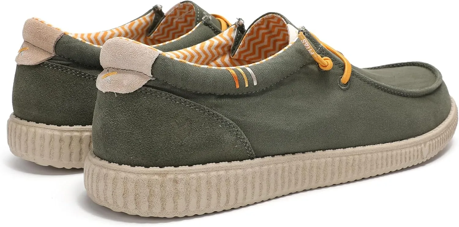PITAS Ledro Men’s Casual Loafers | Cotton & Suede Upper | Lightweight & Comfortable Slip-On Shoes for Men | Khaki