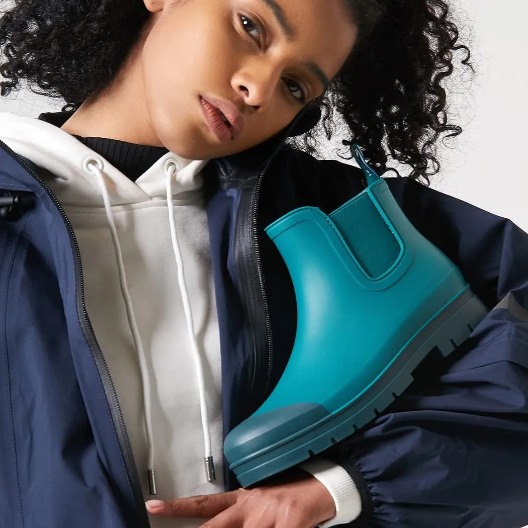 Planone Short Rain Boots Women Wide Width Fashion Waterproof Chelsea Boots for Women Matte Outdoor Garden Shoes Ankle Muck Boots for Ladies Non Slip Work Shoes Rubber Boots with Premium Comfort Insole