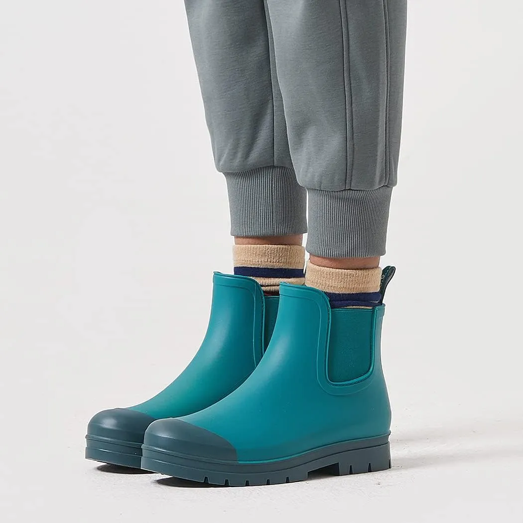Planone Short Rain Boots Women Wide Width Fashion Waterproof Chelsea Boots for Women Matte Outdoor Garden Shoes Ankle Muck Boots for Ladies Non Slip Work Shoes Rubber Boots with Premium Comfort Insole