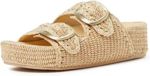Platform Sandals For Women Raffia Espadrilles Open Toe Flatform Sandals Slip On Slide Sandals Casual Woven Sandals Summer Beach Sandals