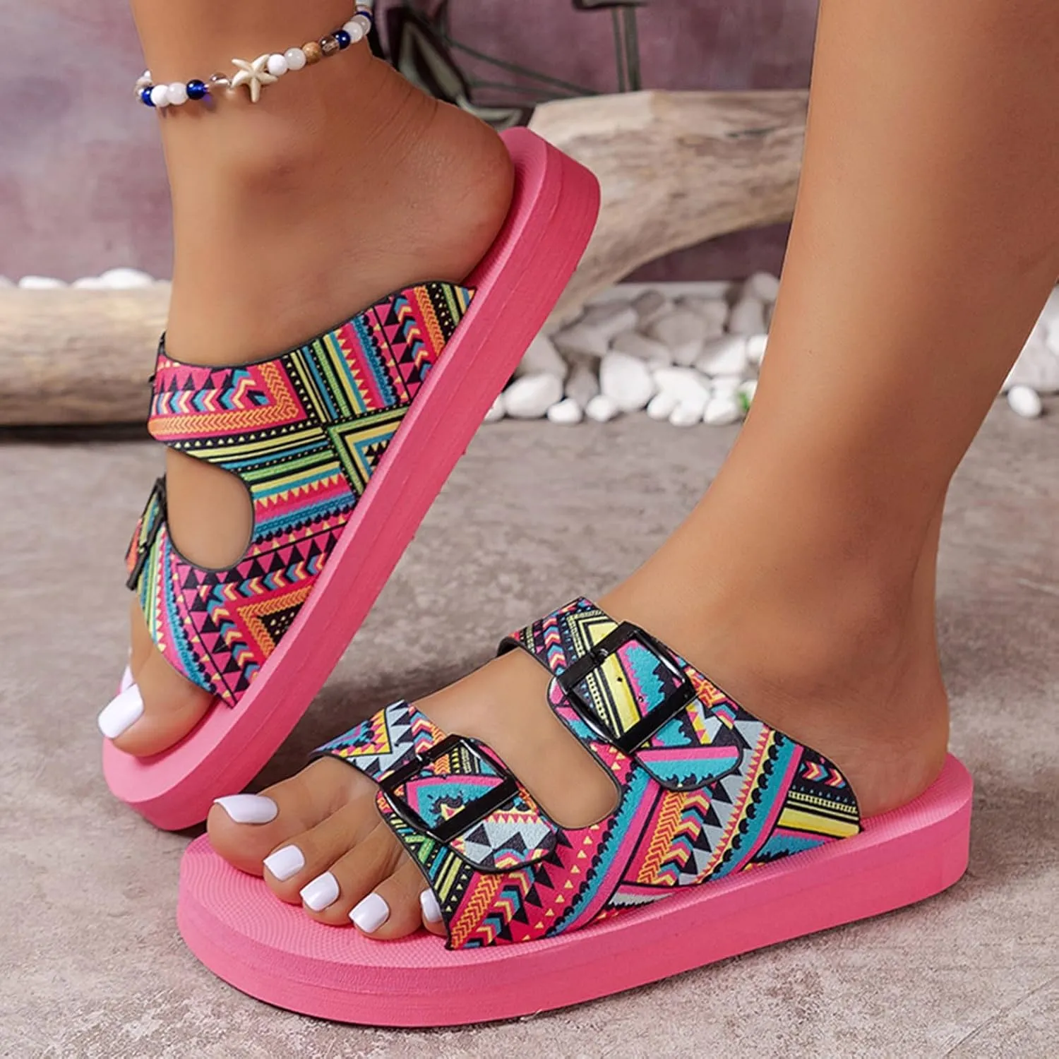 Platform Sandals Women Buckle Strap Open Toe Platform Wedge Sandals Comfort Soft Cushion Trendy Outdoor Women Sandals Dressy