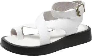 Platform Sandals Women Dressy Comfortable Flip Flops with Ankle Strap T-Strap Soft Cushion Beach Shoes Walking Slippers