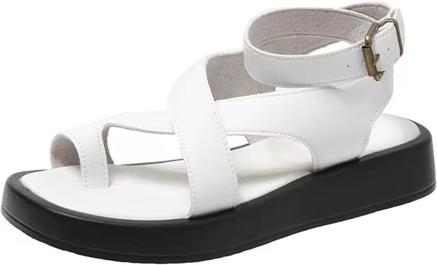 Platform Sandals Women Dressy Comfortable Flip Flops with Ankle Strap T-Strap Soft Cushion Beach Shoes Walking Slippers