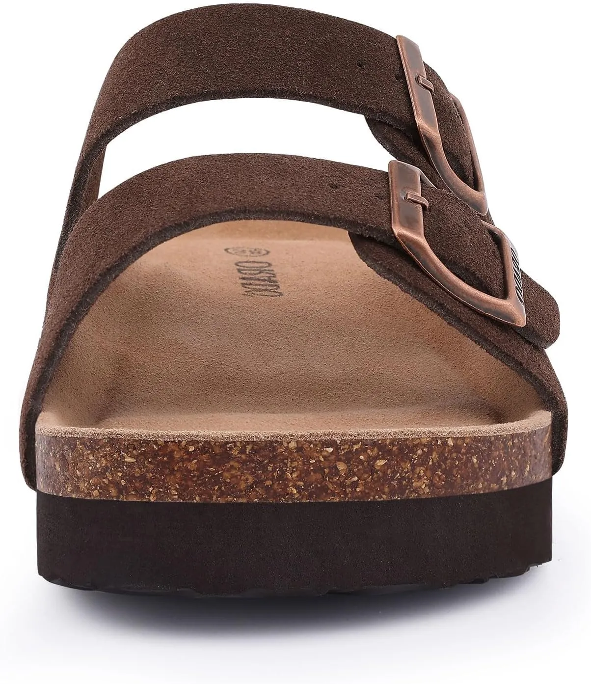 Platform Suede Sandals for Women Soft Cork Footbed Summer Slides with Adjustable Buckle