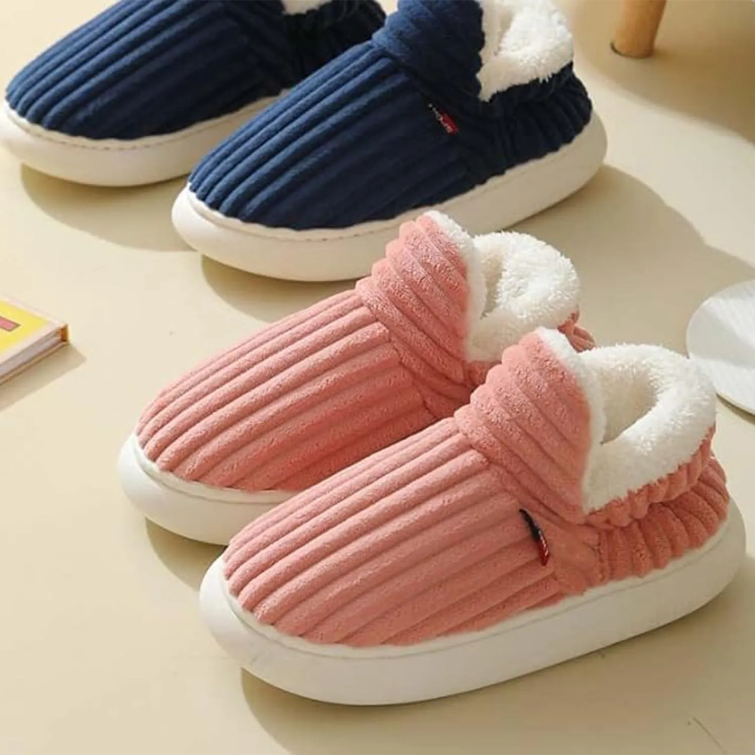 PLMOKN Slippers for Women Fuzzy Winter House Indoor Outdoor Platform Trendy Cozy Girls Shoes With Memory Foam Boots Send To A Friend Best Gifts