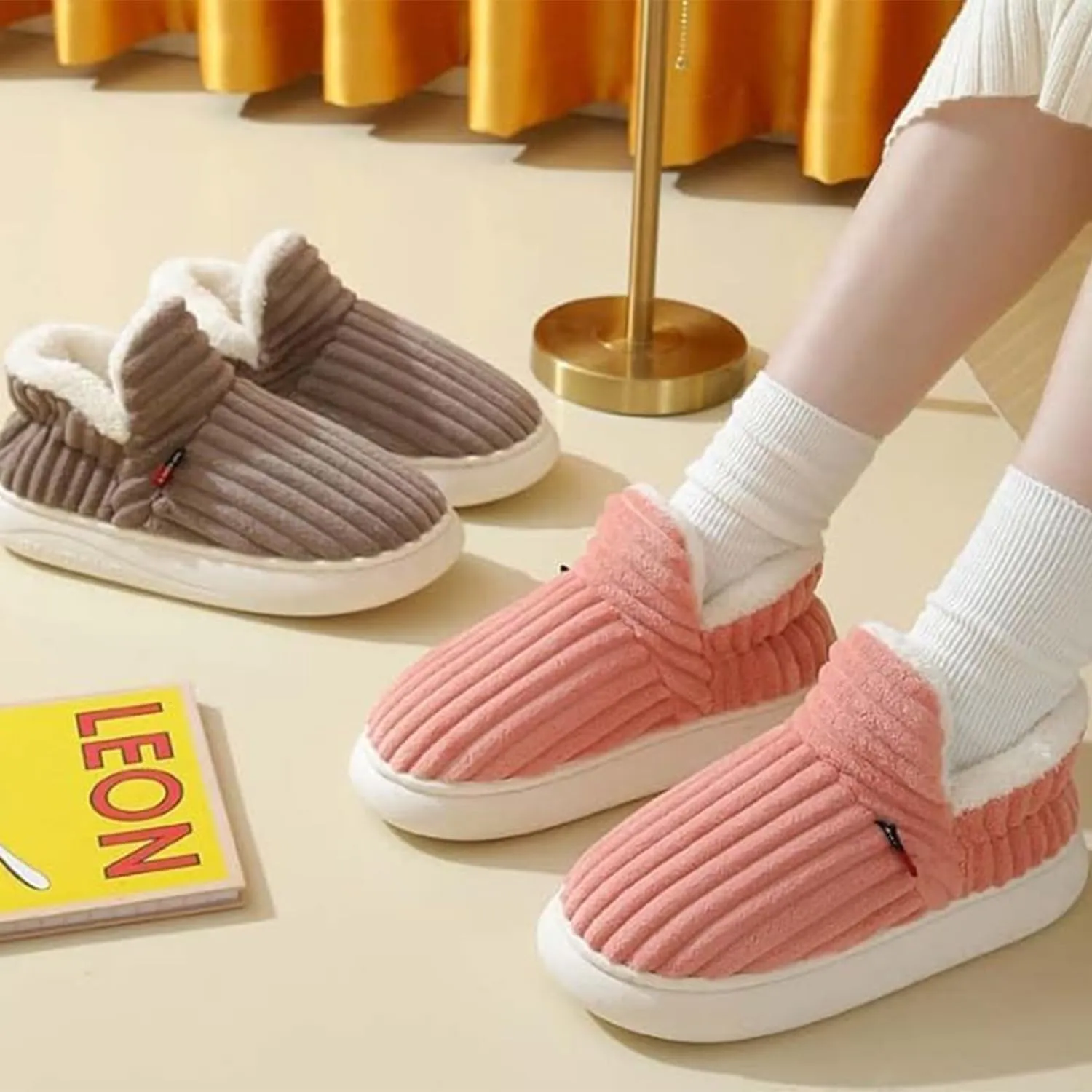 PLMOKN Slippers for Women Fuzzy Winter House Indoor Outdoor Platform Trendy Cozy Girls Shoes With Memory Foam Boots Send To A Friend Best Gifts