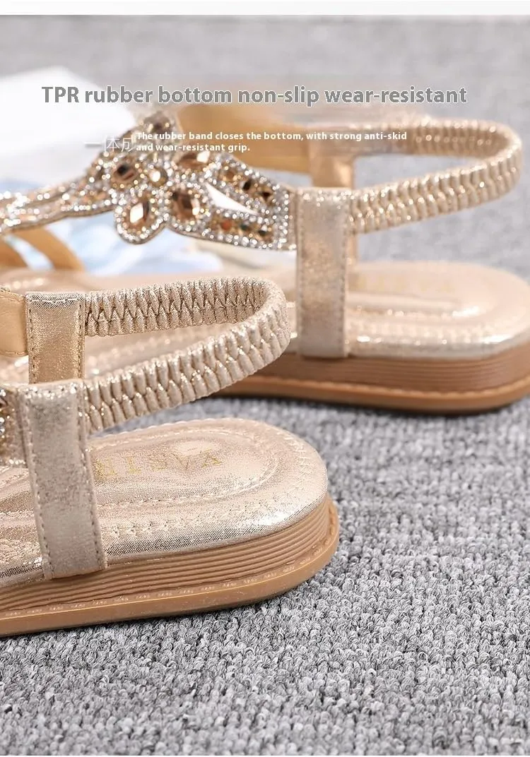 Plus Size Cool Sandals Shui Zuan Women's Summer Slope Fashion Lady Bohemian Fairy Wind with Skirt Shoes