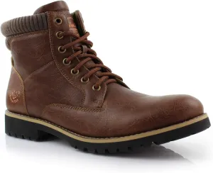 Polar Fox Knoxville MPX806068 Mens Casual Work Laced Classic Motorcycle Combat Zipper Boots