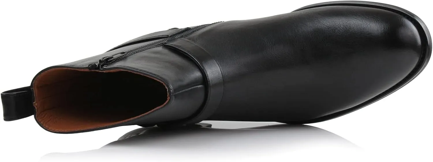 Polar Fox Mens Casual Engineer Zipper and Buckle Motorcycle Boots