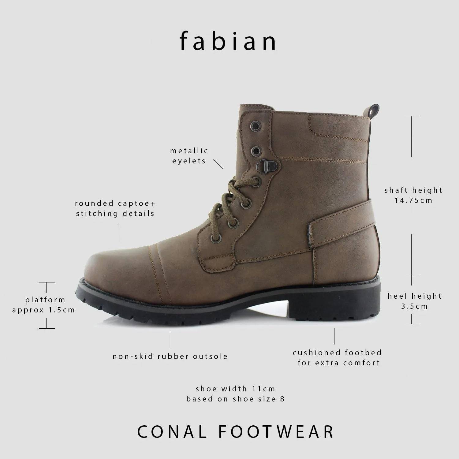 Polar Fox Mens Vegan Leather Winter Boots, with Faux Fur Lined Option