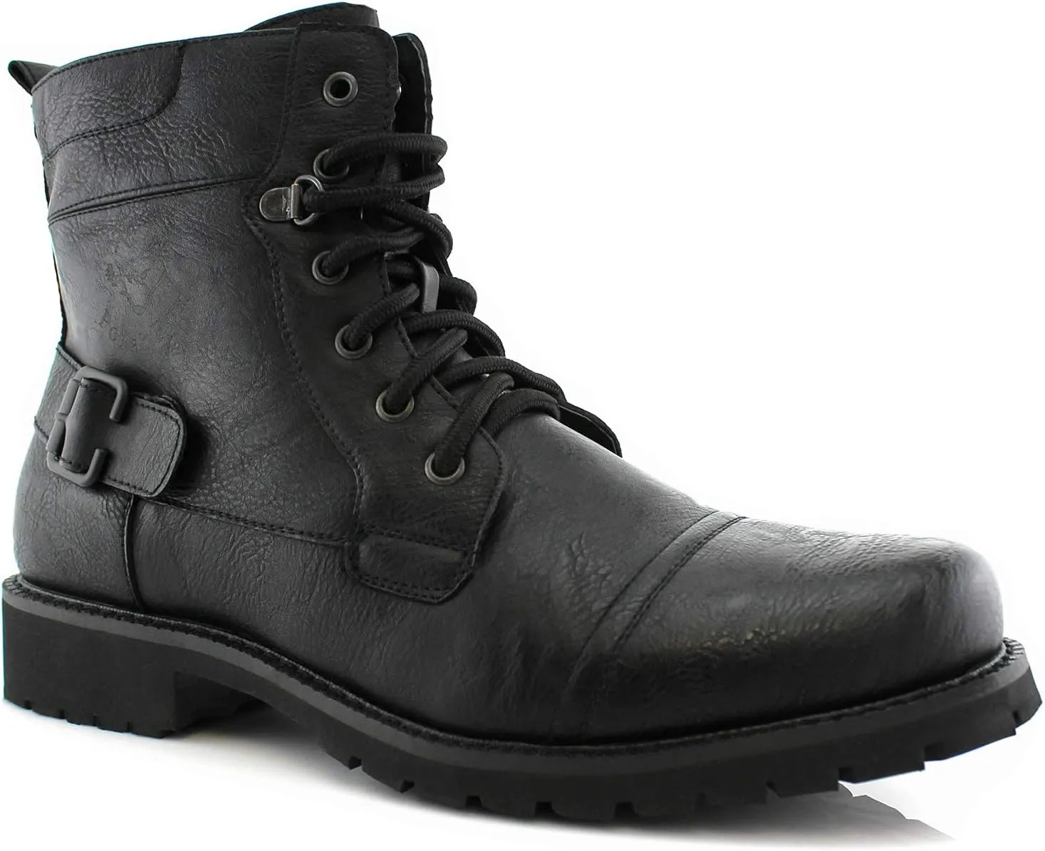 Polar Fox Mens Vegan Leather Winter Boots, with Faux Fur Lined Option