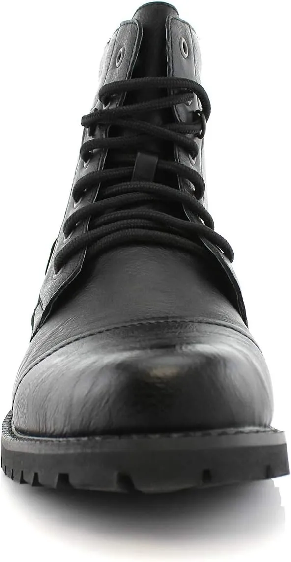 Polar Fox Mens Vegan Leather Winter Boots, with Faux Fur Lined Option
