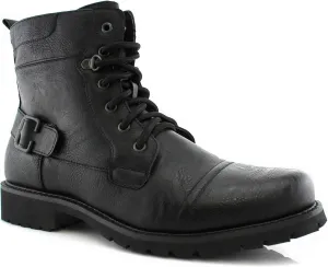 Polar Fox Mens Vegan Leather Winter Boots, with Faux Fur Lined Option