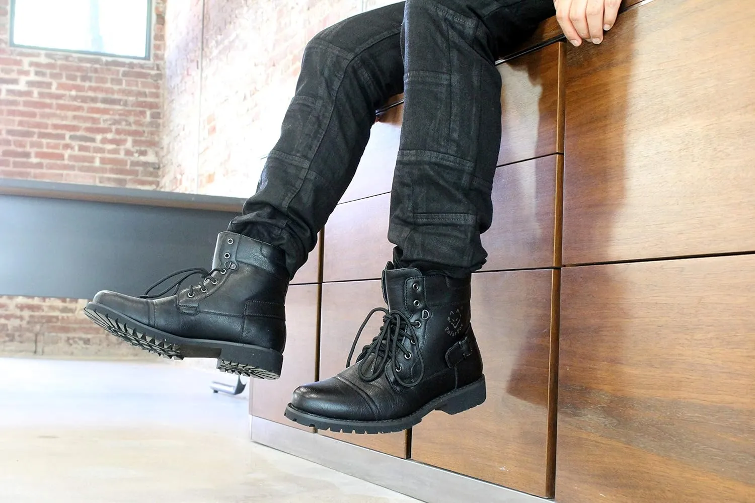 Polar Fox Mens Vegan Leather Winter Boots, with Faux Fur Lined Option