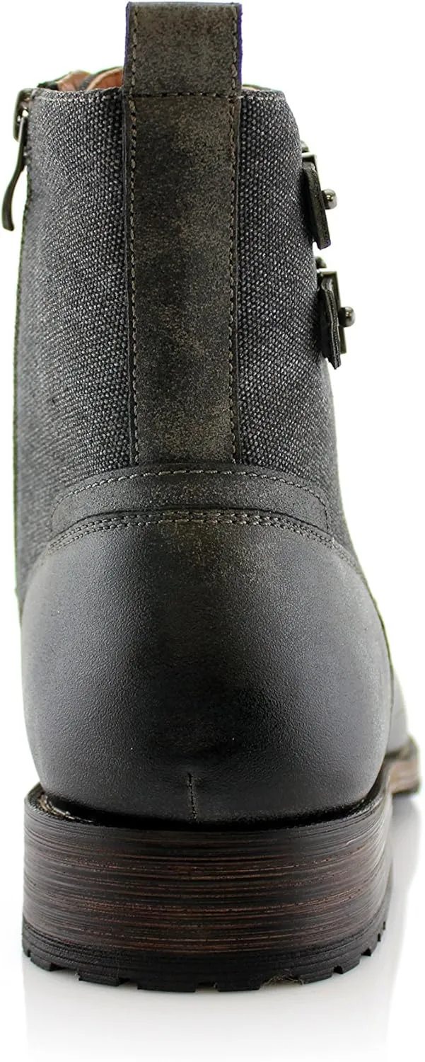 Polar Fox Mitch MPX808576 Mens Casual Cap Toe Boot Motorcycle Zipper Boots Men