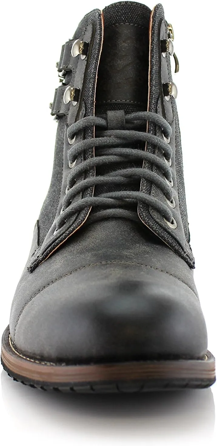 Polar Fox Mitch MPX808576 Mens Casual Cap Toe Boot Motorcycle Zipper Boots Men