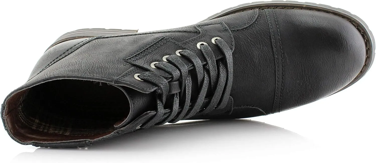 Polar Fox Ronny MPX806037 Mens Casual Work Lace Up Classic Motorcycle Combat Boots