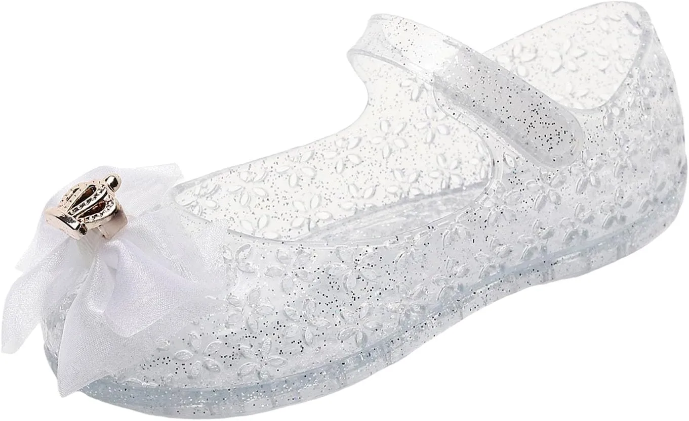 Princess Costumes Jelly Flats Shoes, Kids Girls Cosplay Birthday Party Dress Up Sandals Princess Flats Fancy Mary Jane Sandal