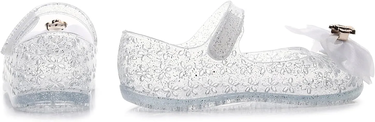 Princess Costumes Jelly Flats Shoes, Kids Girls Cosplay Birthday Party Dress Up Sandals Princess Flats Fancy Mary Jane Sandal