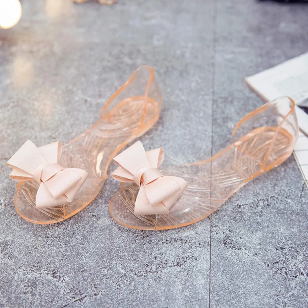 Princess Jelly Sandals with Bow Fish Mouth Summer Bowknot Beach Shoe for Women Girls (Red 35 Yards 5. 5US, 3UKï¼Œ 36EU, 8. 8425Inch)
