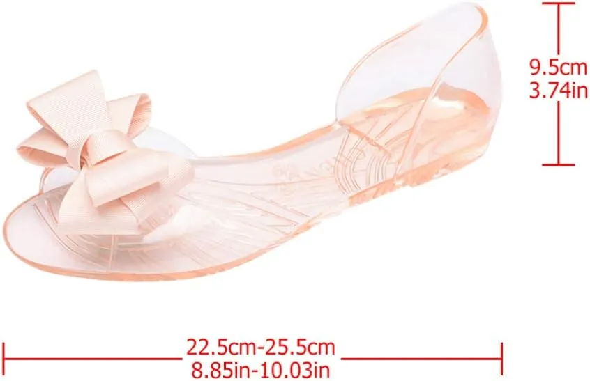 Princess Jelly Sandals with Bow Fish Mouth Summer Bowknot Beach Shoe for Women Girls (Red 35 Yards 5. 5US, 3UKï¼Œ 36EU, 8. 8425Inch)