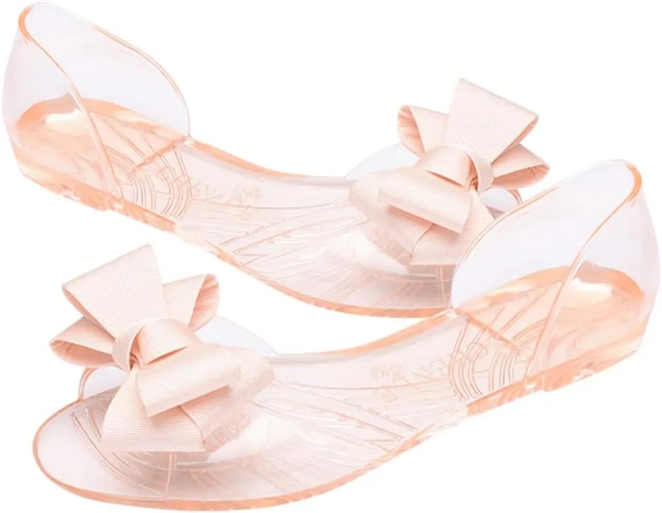 Princess Jelly Sandals with Bow Fish Mouth Summer Bowknot Beach Shoe for Women Girls (Red 35 Yards 5. 5US, 3UKï¼Œ 36EU, 8. 8425Inch)