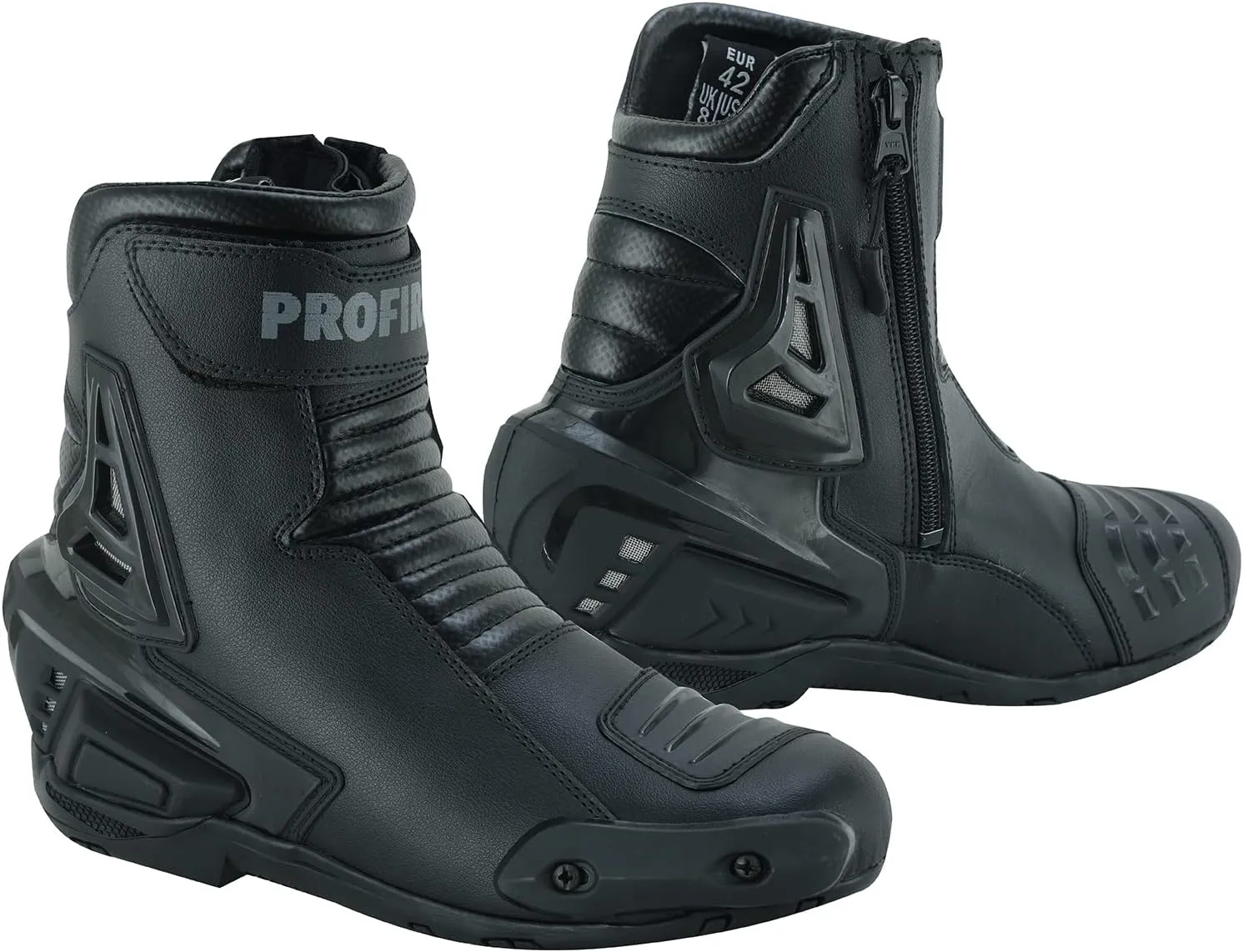 PROFIRST Men Motorbike Leather Boots Waterproof Motorcycle Rubber Sole Boots Original YKK Zip TPO Protection Shoes Short Ankle Genuine Leather Shoe
