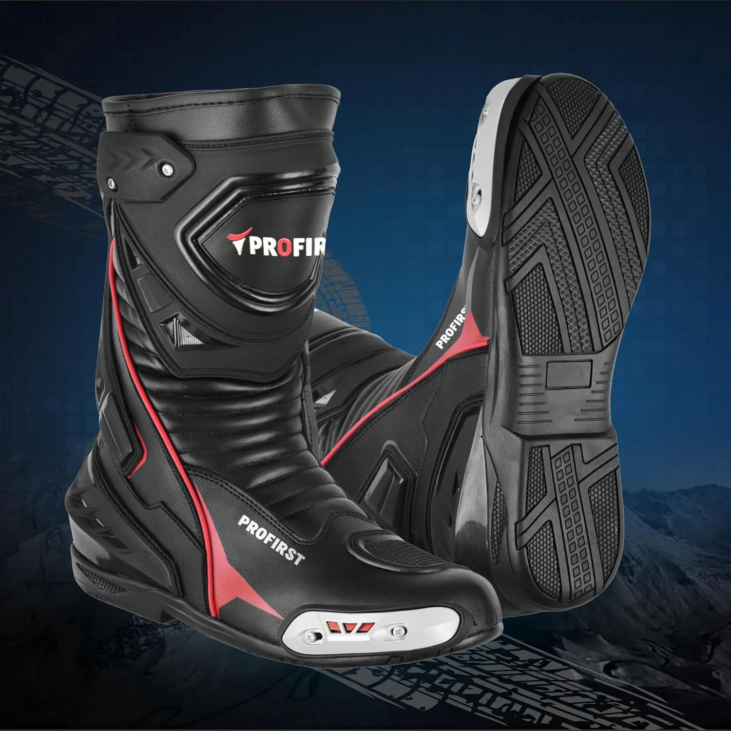 PROFIRST Original Leather Motorcycle Boots Waterproof Motorbike Shoes Armoured Boot Protection Anti Slip Racing Sports