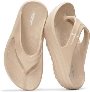 Project Cloud Flip Flops for Women Footwear - Memory Foam and Lightweight Platform Sandals Women Beach Vacation Essentials - Non Slip Durable and Soft Slippers (Abra, BEIG, 6)
