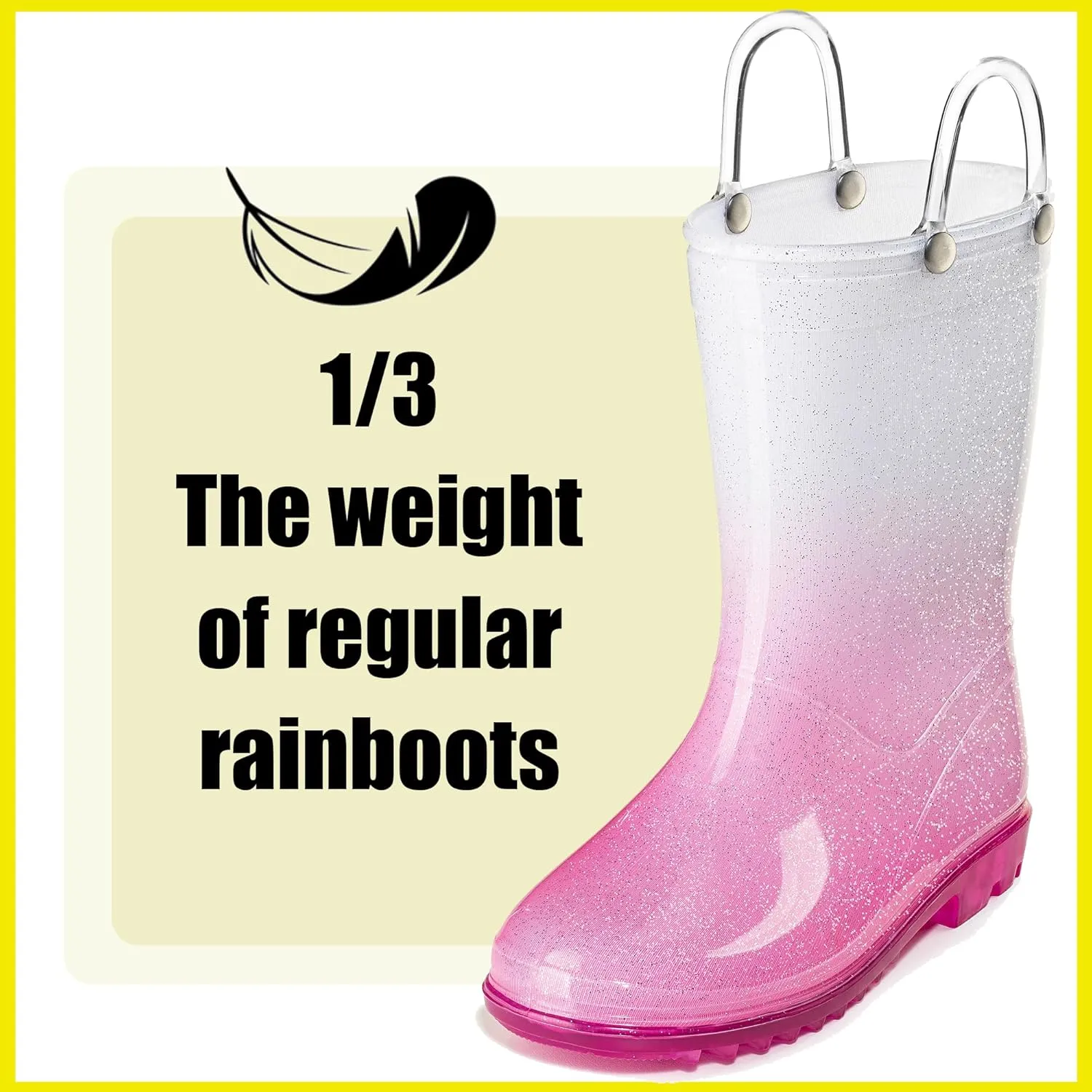Puddle Play Kids' PVC Glitter Rain Boots with Easy-On Handles – Sparkly, Lightweight, for Girls & Boys – Toddler & Little Kid Sizes