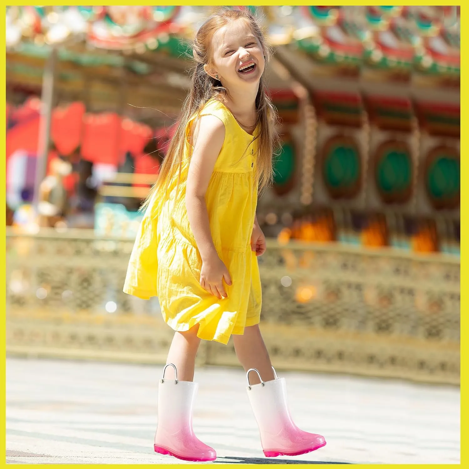 Puddle Play Kids' PVC Glitter Rain Boots with Easy-On Handles – Sparkly, Lightweight, for Girls & Boys – Toddler & Little Kid Sizes
