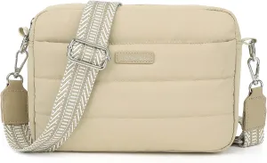 Puffer Crossbody Bags for Women, Lightweight Quilted Puffer Shoulder Bag, Cross Body Purse with Guitar Wide Strap Fit