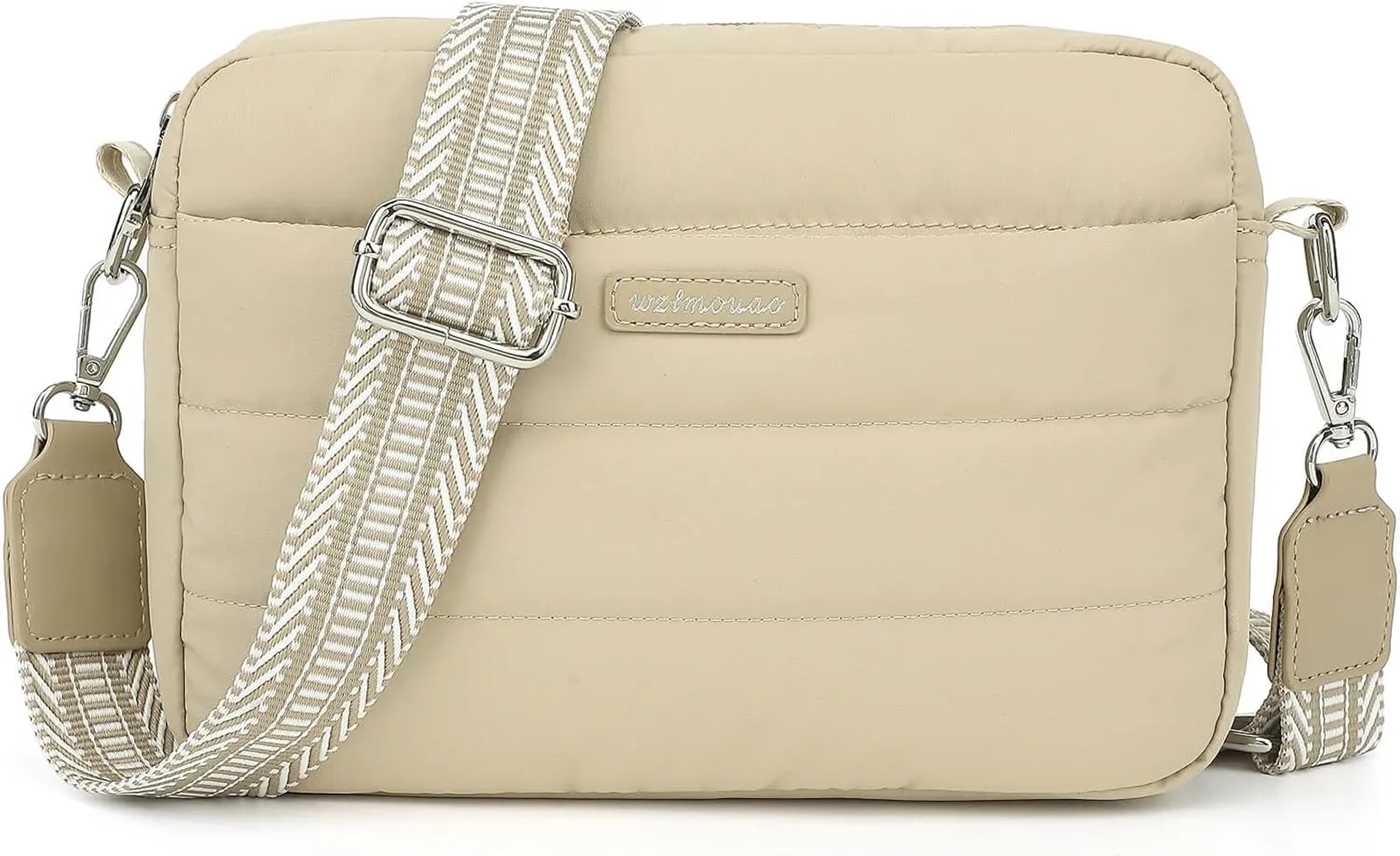 Puffer Crossbody Bags for Women, Lightweight Quilted Puffer Shoulder Bag, Cross Body Purse with Guitar Wide Strap Fit