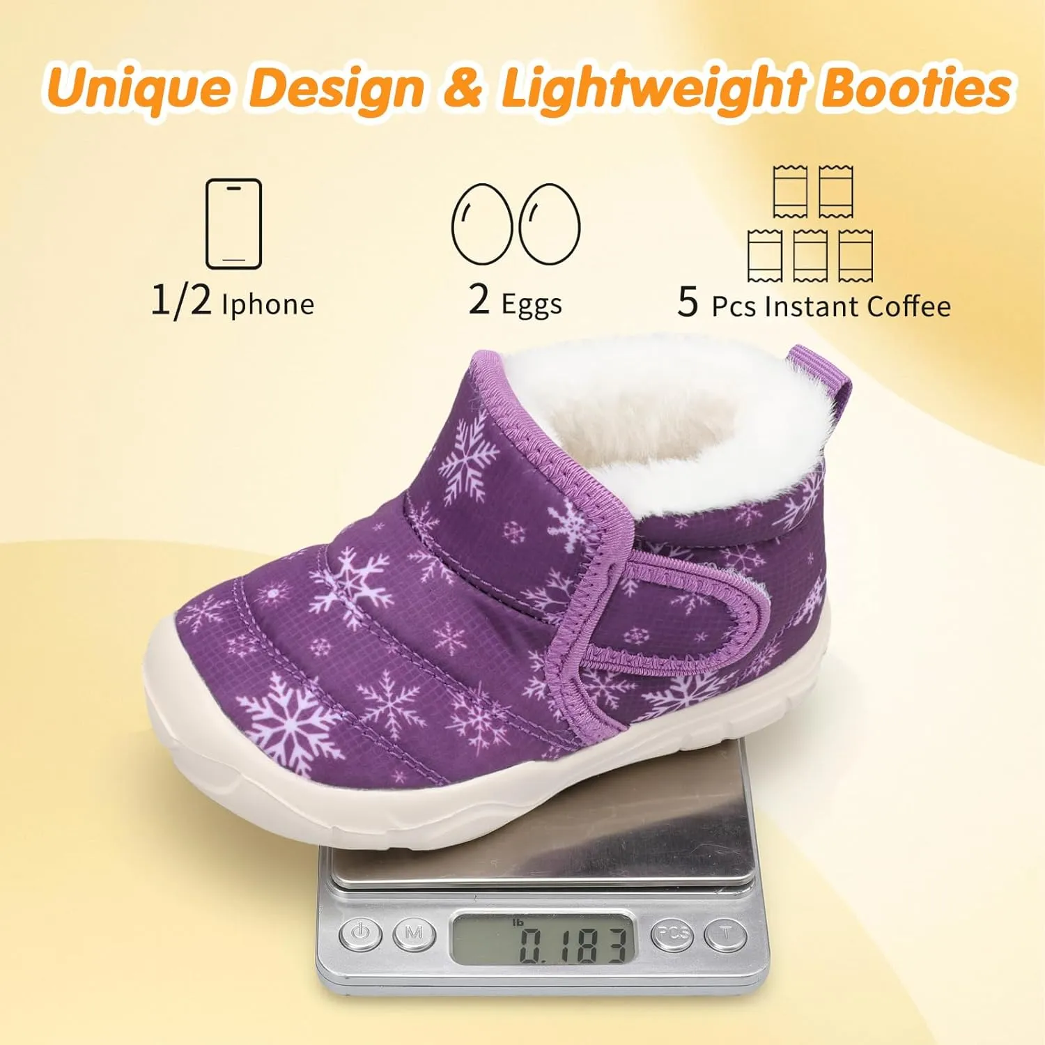 QFH Baby Boys Girls Winter Warm Shoes Cozy Fleece Snow Boots Toddler Non-Slip Walking Shoes Infant Outdoor Water Resistance Faux Fur Booties