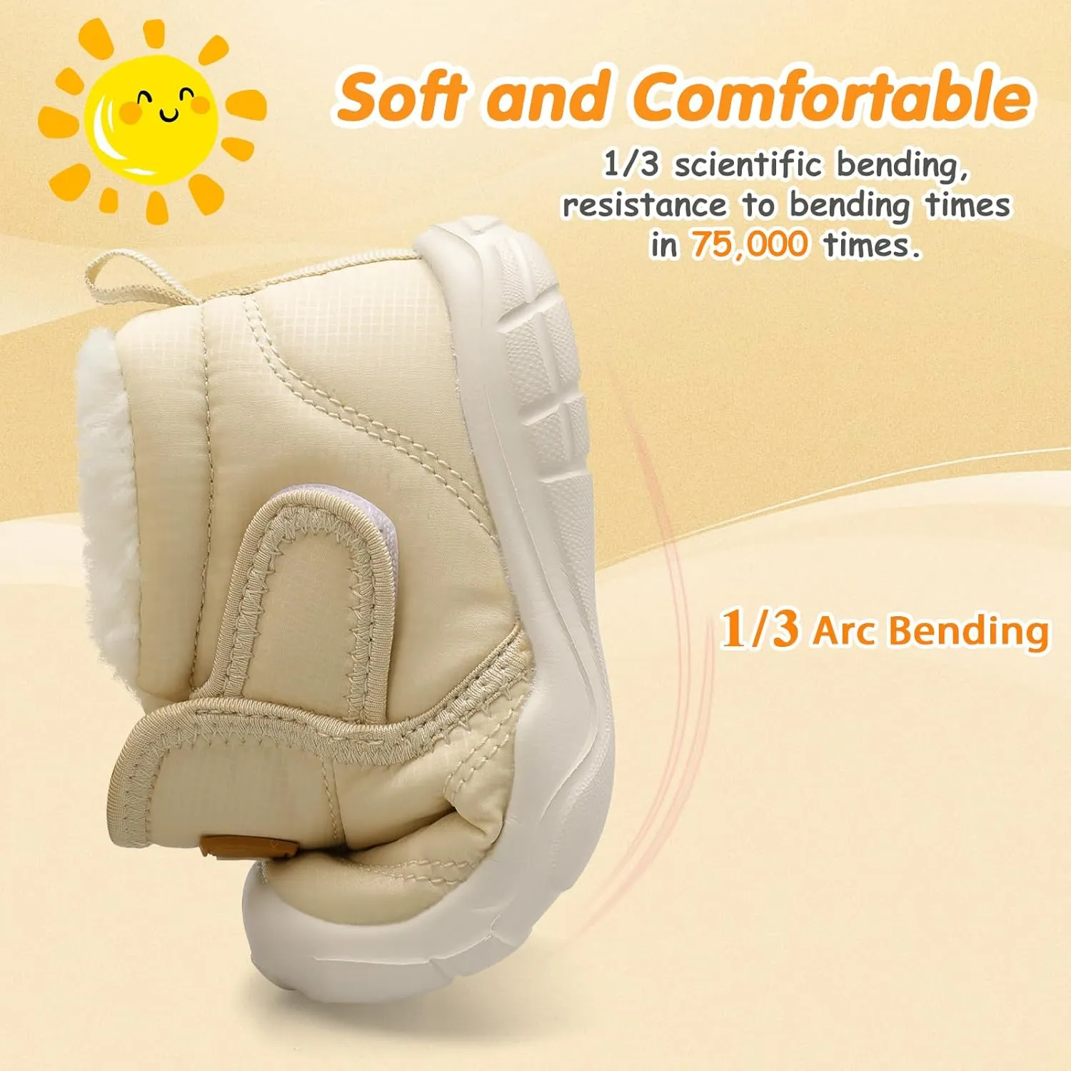 QFH Baby Boys Girls Winter Warm Shoes Cozy Fleece Snow Boots Toddler Non-Slip Walking Shoes Infant Outdoor Water Resistance Faux Fur Booties